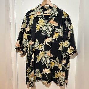 Tommy Bahama silk Black and Yellow Casual Button Down Shirt size XXL